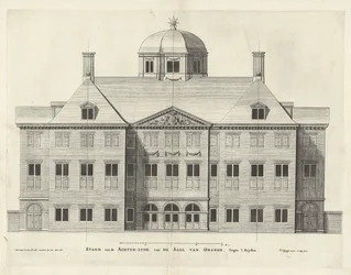 Parte trasera del Palacio Huis ten Bosch, Holanda, Pieter Nolpe después de Pieter Jansz. Post, grabado 294 mm × 387 mm, 1655